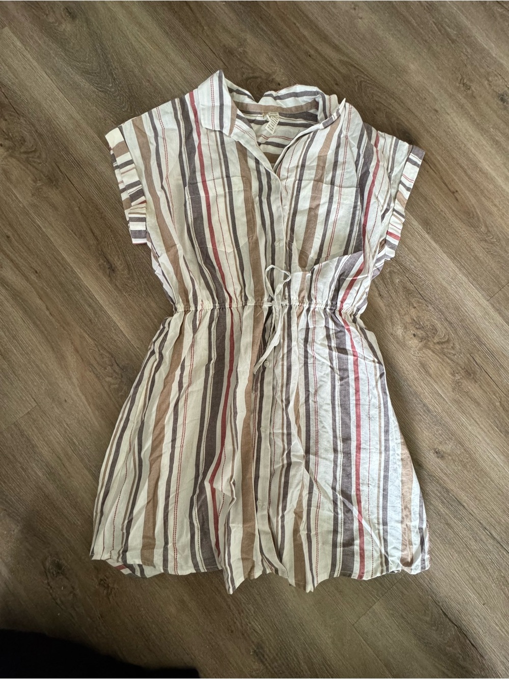 Japna Large Striped Cotton Women's Dress - White & Neutral Stripes